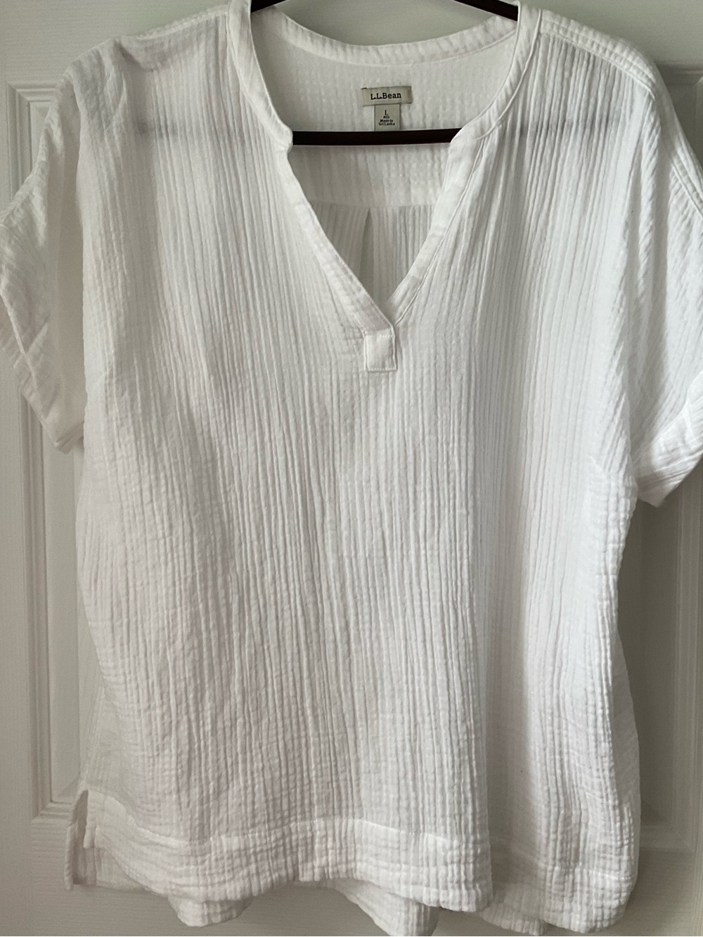 NWOT LL Bean White Cloud Cotton Gauze Top Size Large